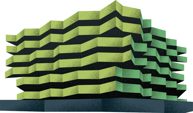 immeuble vert a l'horizontal